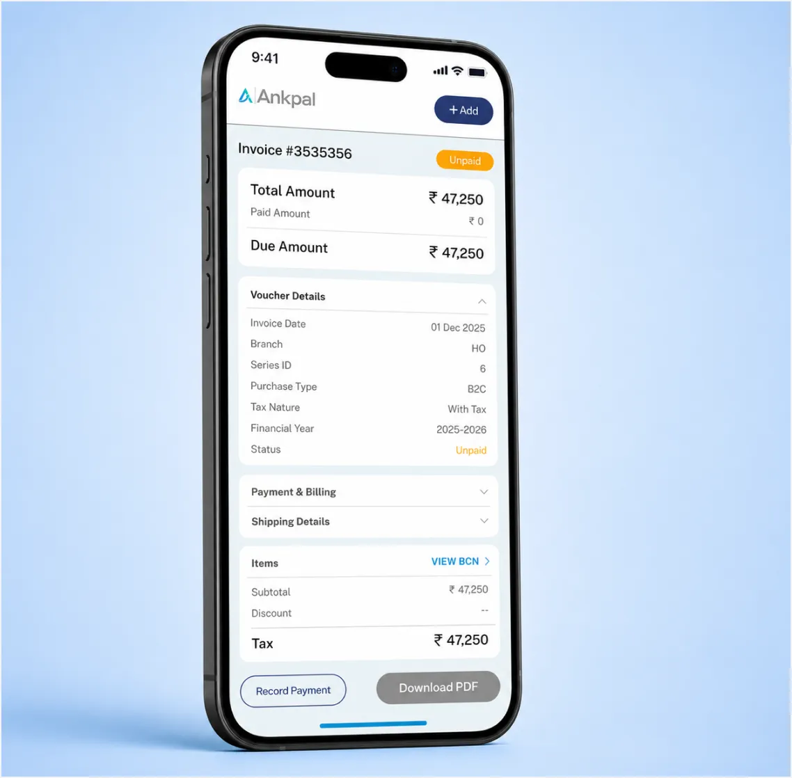 Quick Invoice Generation